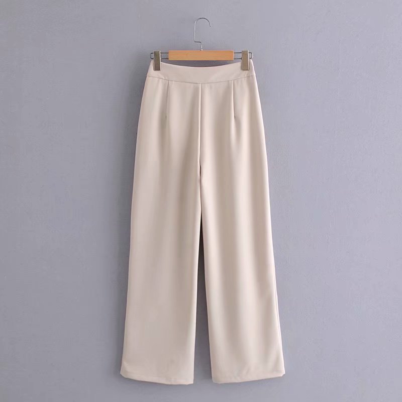 solid color high waist irregular thin button trousers  NSAM36281