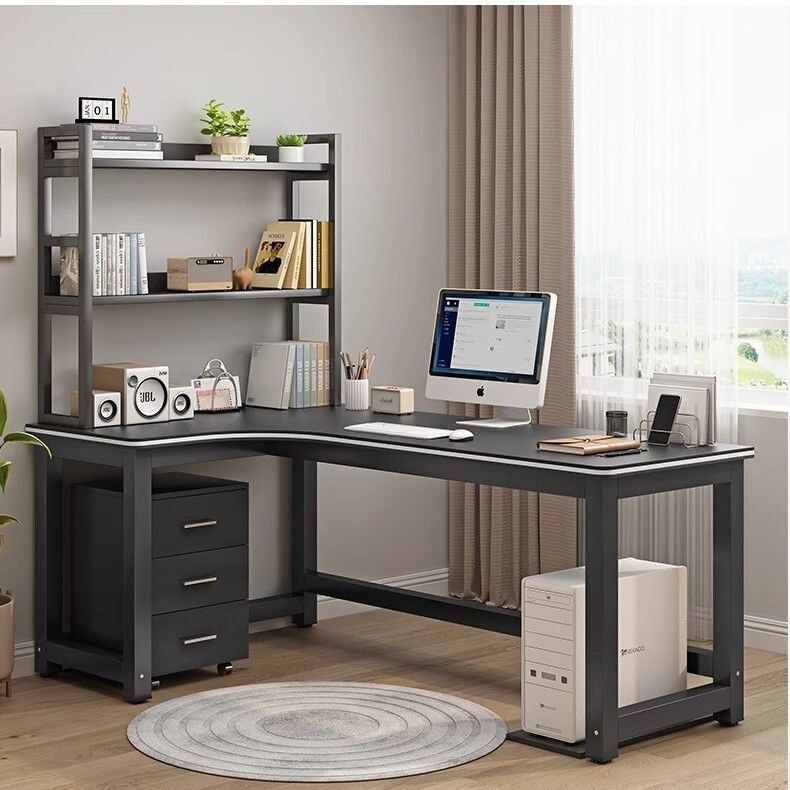 Corner computer desk, gaming desk, desktop, bookshelf, study desk, all-in-one home bedroom desk, simple office desk set