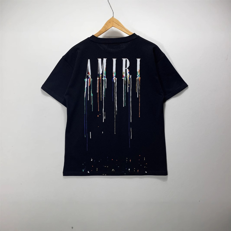 Amiri Amiri Splash-Ink Letter Print Unisex T-Shirt Amiri Amiri Splash-Ink Letter Print Unisex T-Shirt