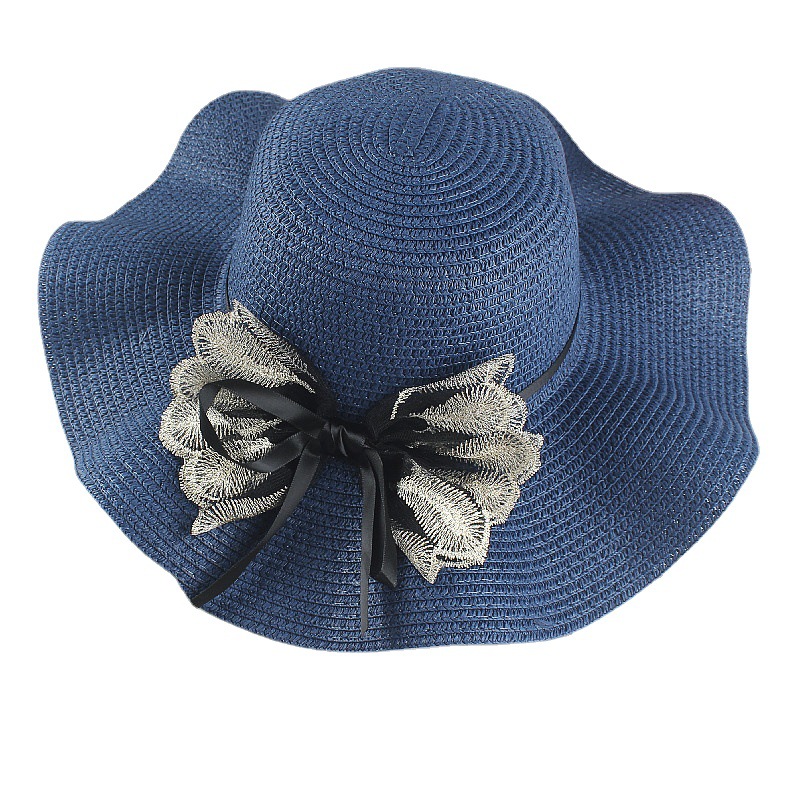 Primavera y verano malla arco sombrero para el sol con volantes sombrero para el sol moda damas playa sombrero al aire libre sombrero al por mayor