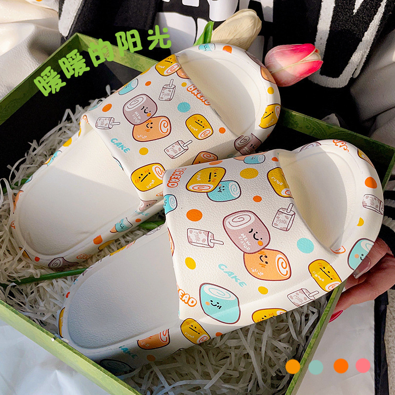 Couple Slippers Men's and Women's Summer Household Fashion Letter Thick Bottom Slippers Bathroom Bath Soft Bottom Eva Non-Slip Slippers