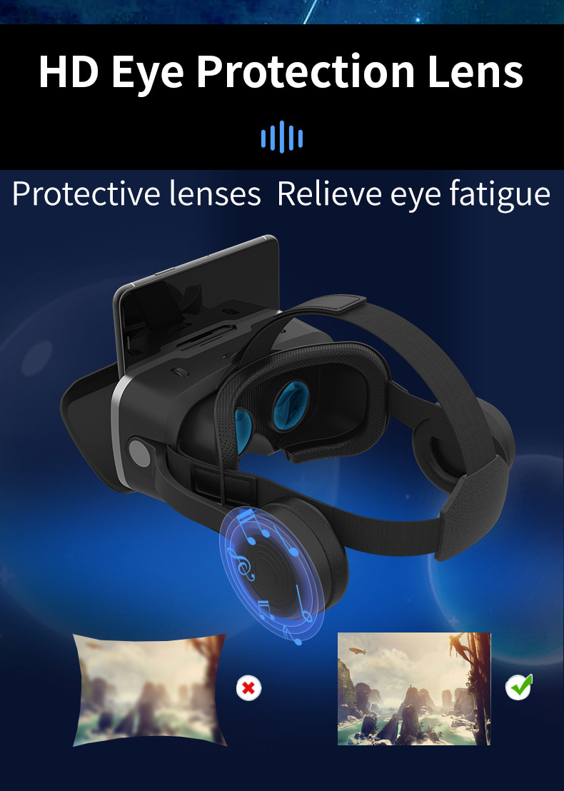 跨境千幻魔镜耳机版vr眼镜 新款手机专用一体游戏机3d眼镜头戴vr详情22