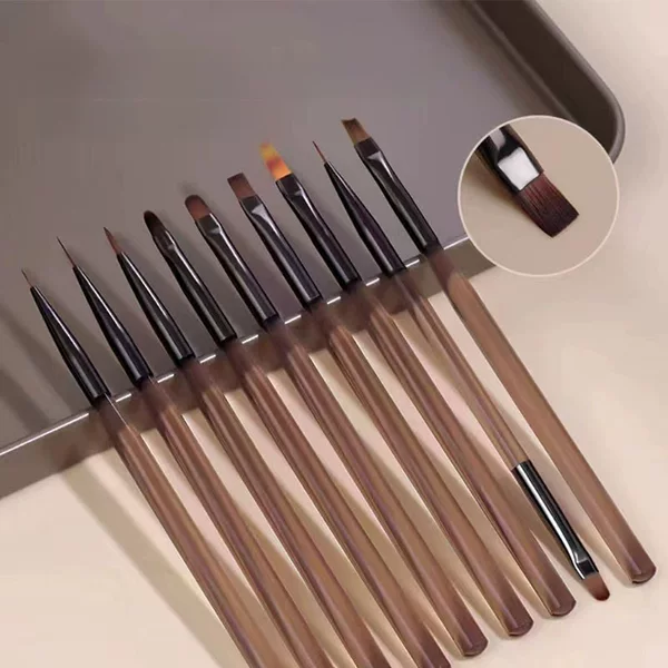 Brown nail phototherapy pen suit Japanese brown 9-piece painted drawing drawing pen novice painting flower blooming gradient