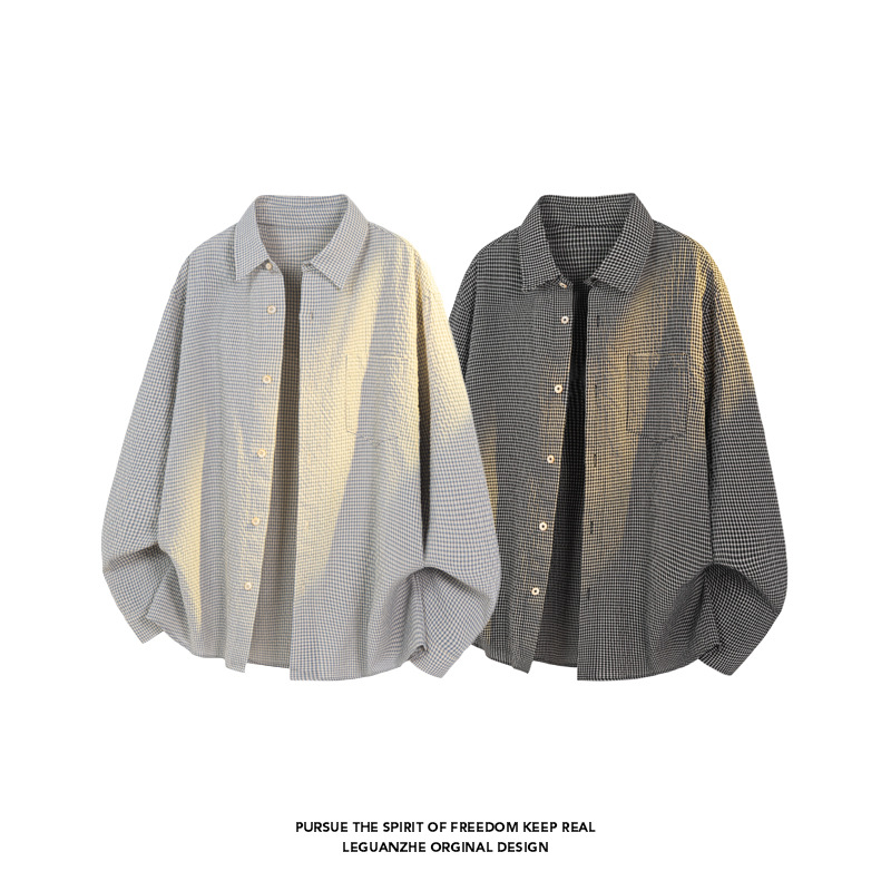 American-style Plaid Shirt Jacket For Men, Spring Cleanfit Trendy, Stylish And Cool, Large Size, Loose Long-sleeve Top_voghion.com