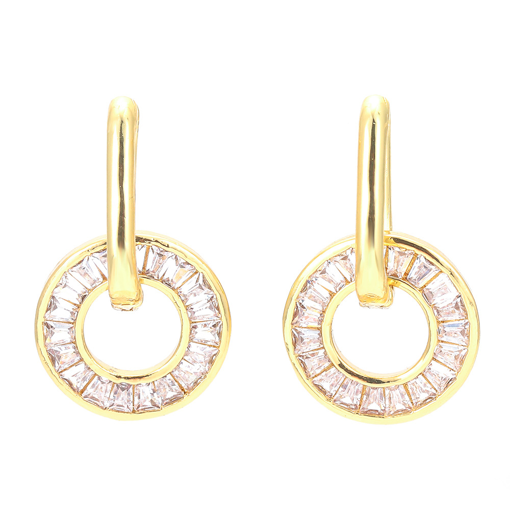 8g Weight Earrings Event & Party Supplies Fashion Circle Copper Drop Earrings Inlay Zircon Copper Earrings