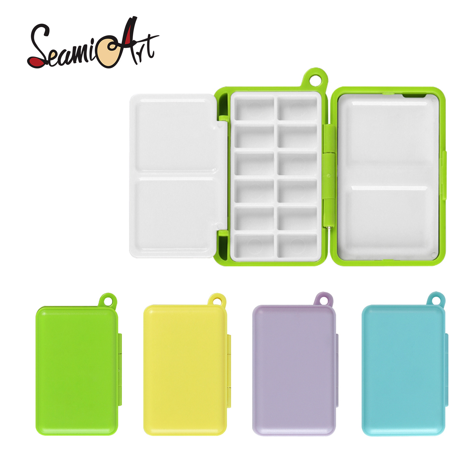 Seamiart Mini Watercolor Paint Box Two-Color Portable Travel Sketching Supplies