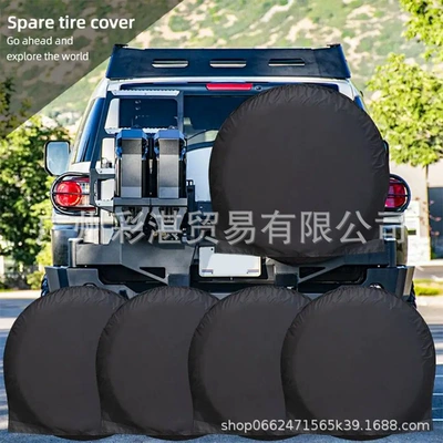 Cross-Border Car Tire Cover with Windproof Hook, Universal Tire Cover, Oxford Cloth Waterproof, Sun-Proof, and Dirt-Proof Spare Tire Cover