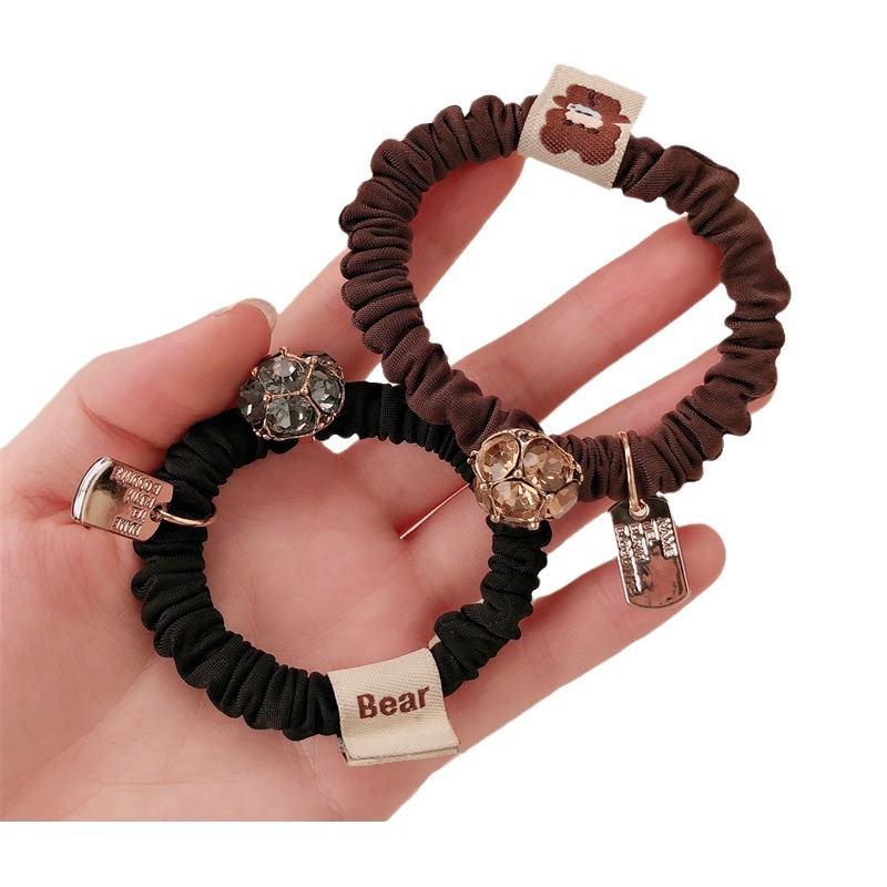 Luz lujosa cuerda de cabello mujer diamante de alta elasticidad y duradero anillo de cabello intestino delgado no daña el cabello cabeza de banda de goma adornamiento para el cabello