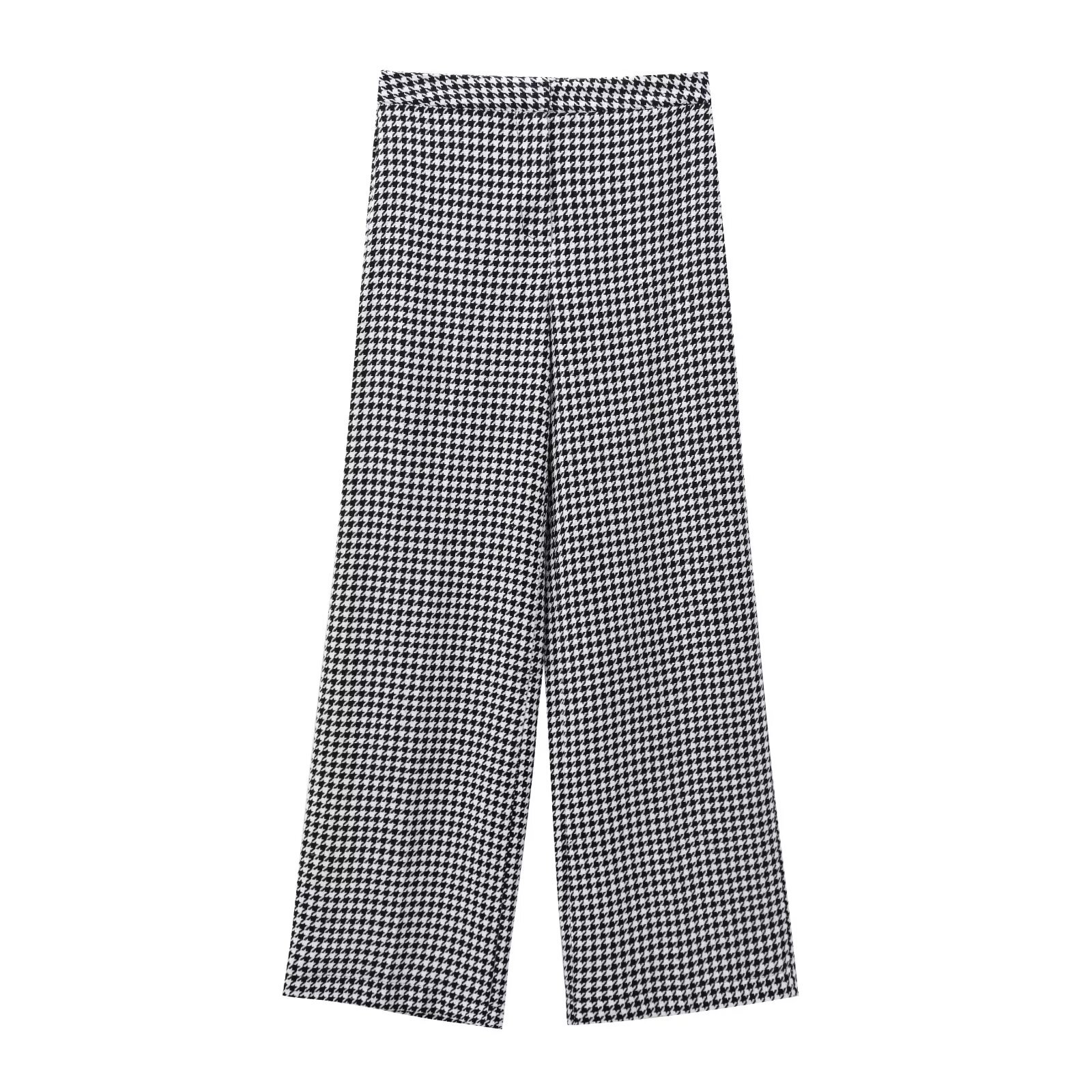 GraceChic 2025 Spring Autumn New Women's Fashion European And American Style French Houndstooth Short Casual Blazer Wide-Leg Pants_voghion.com