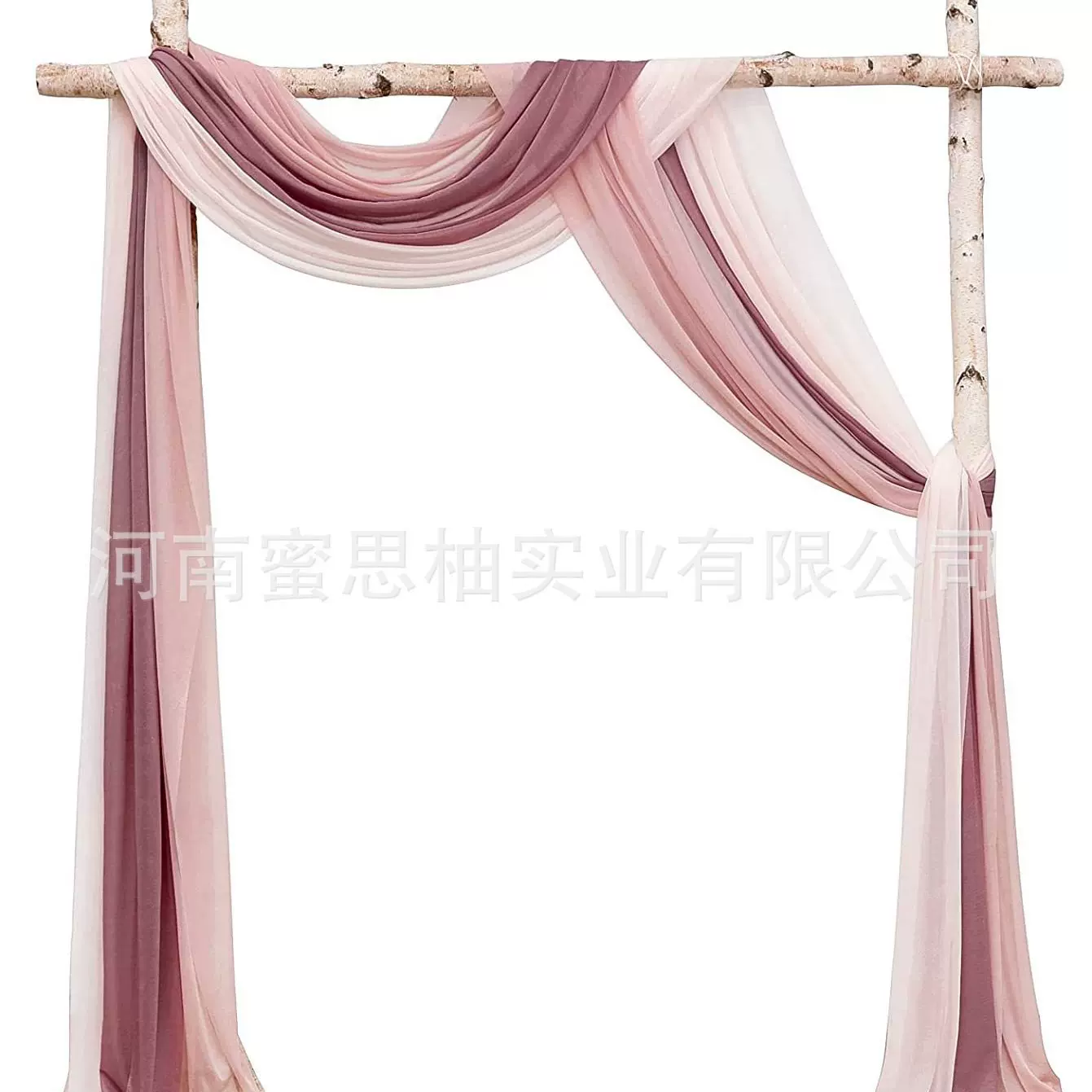 跨境珍珠雪纺帷幔布艺婚礼装饰婚庆节日背景布置垂幔拱门纱幔批发