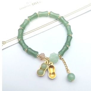 S079 - Pulsera de mano Donglin Jade Bamboo Joint Green Peanut#tamaño 625