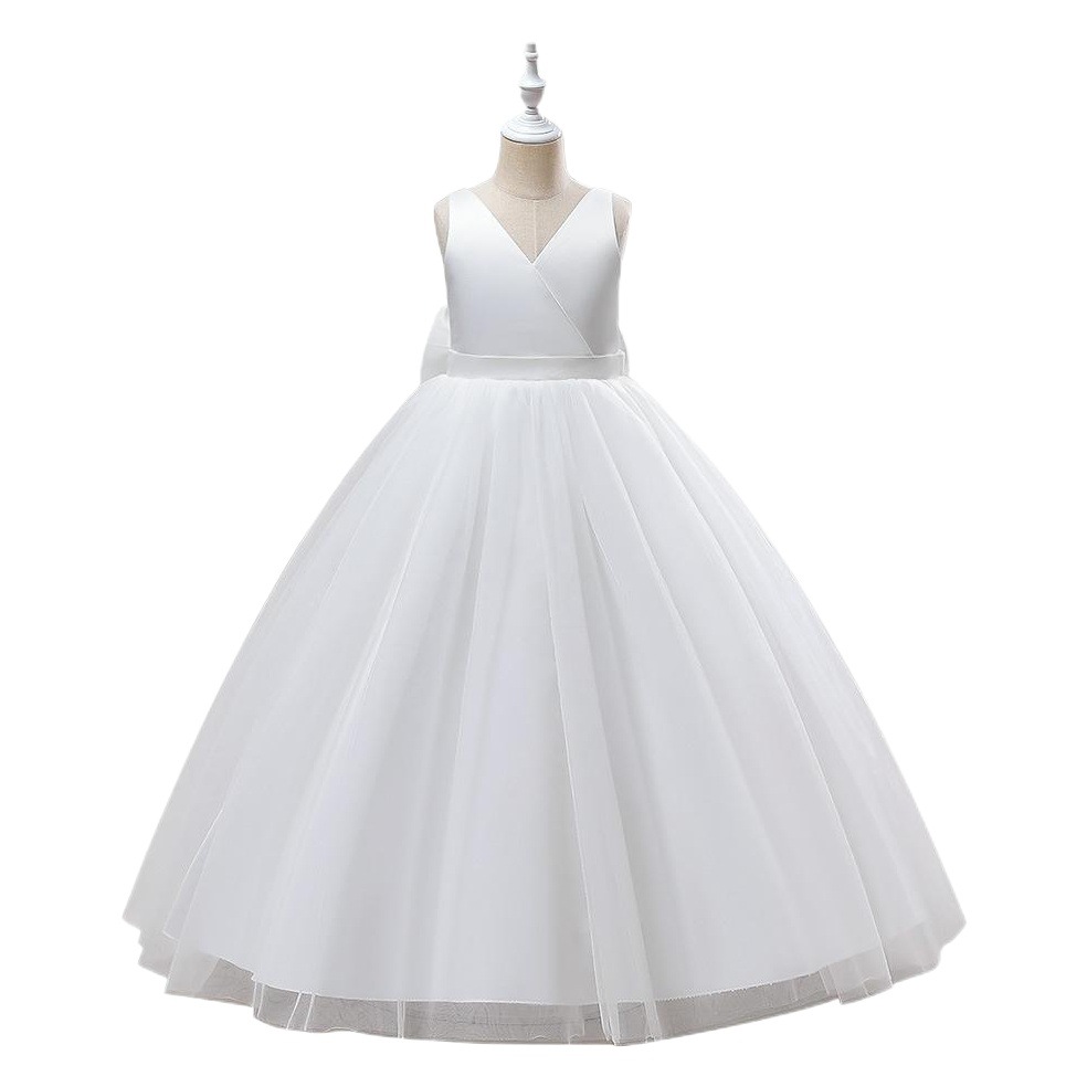Vestidos de boda transfronterizos europeos y americanos para niñas, vestidos de malla sin mangas para cumpleaños y actuaciones, vestidos abullonados, venta al por mayor de una sola pieza.