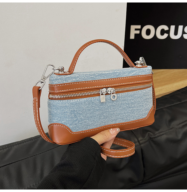 Bolso de diseño de nicho para mujeres nueva moda denim cross-border color contrastante empalme bolso de hombro de tendencia bolso pequeño
