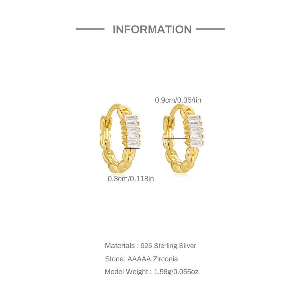 4g Weight 925 Sterling Silver Ear Needle Material Zircon Inlay Material Earrings Classification 1 Pair Quantity Holiday, Daily Occasion 925 Sterling Silver Material Geometric Pattern Women's Gender Inlay Design Simple Style, Shiny Style 1 Pair 925 Sterling Silver Zircon Geometric Earrings 无