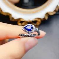 Новый натуральный сапфировое кольцо S925 Серебряный инкрустированный основной камень 5*7 мм