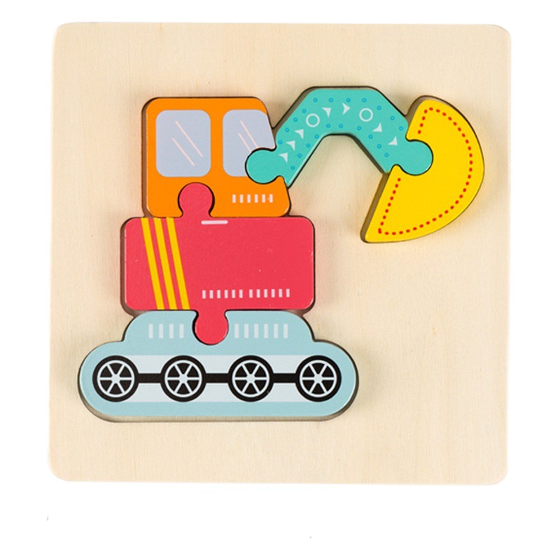 Tridimensional de madera agarrar a mano rompecabezas macaron niños de dibujos animados tráfico de animales educación temprana Ilustración juguete montado