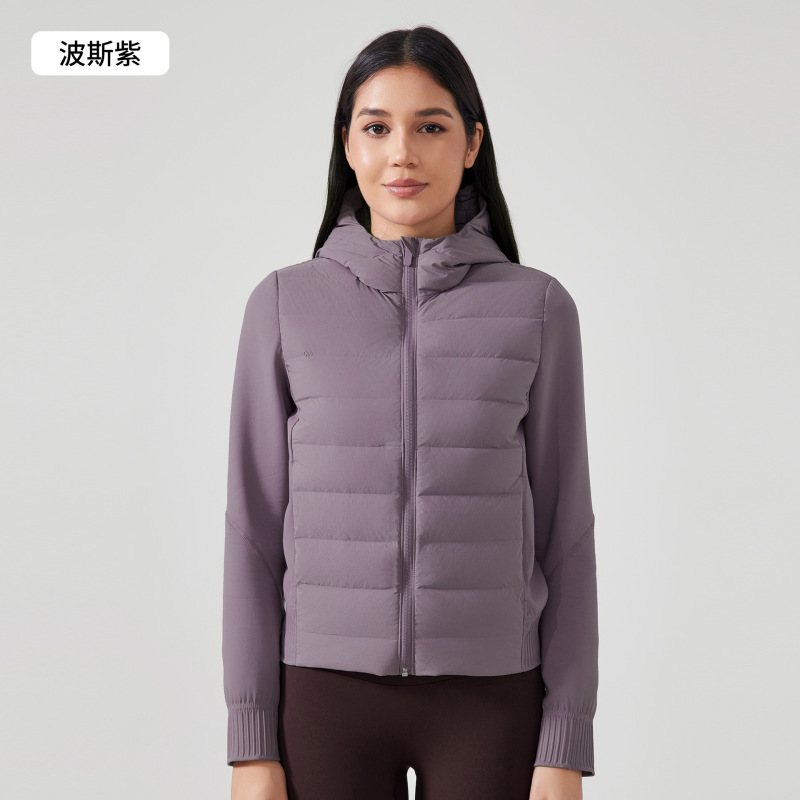 秋冬短款防水轻薄羽绒服女连帽拉链立领保暖健身运动外套DAW008|undefined