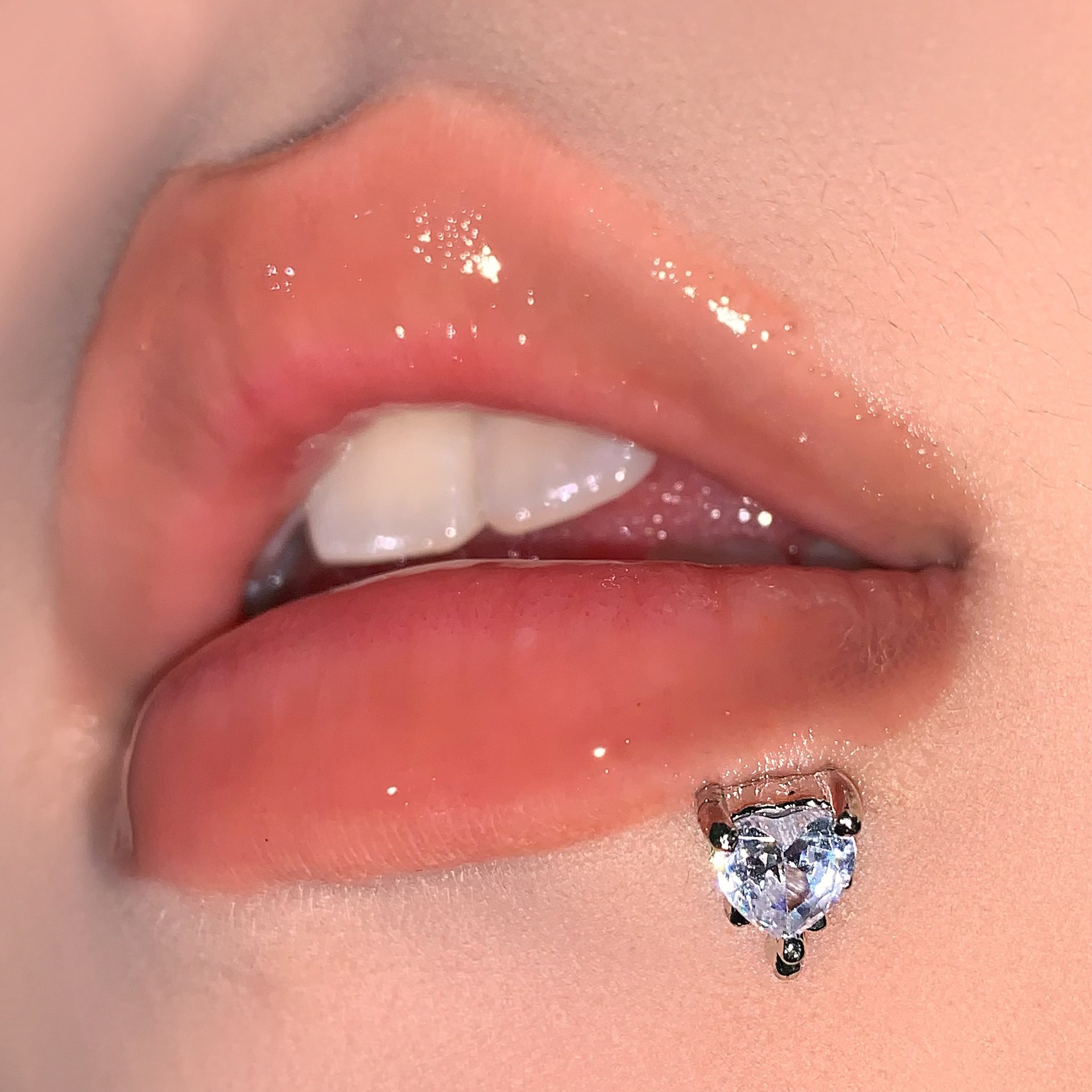 Pointed labret stud close-up product detail
