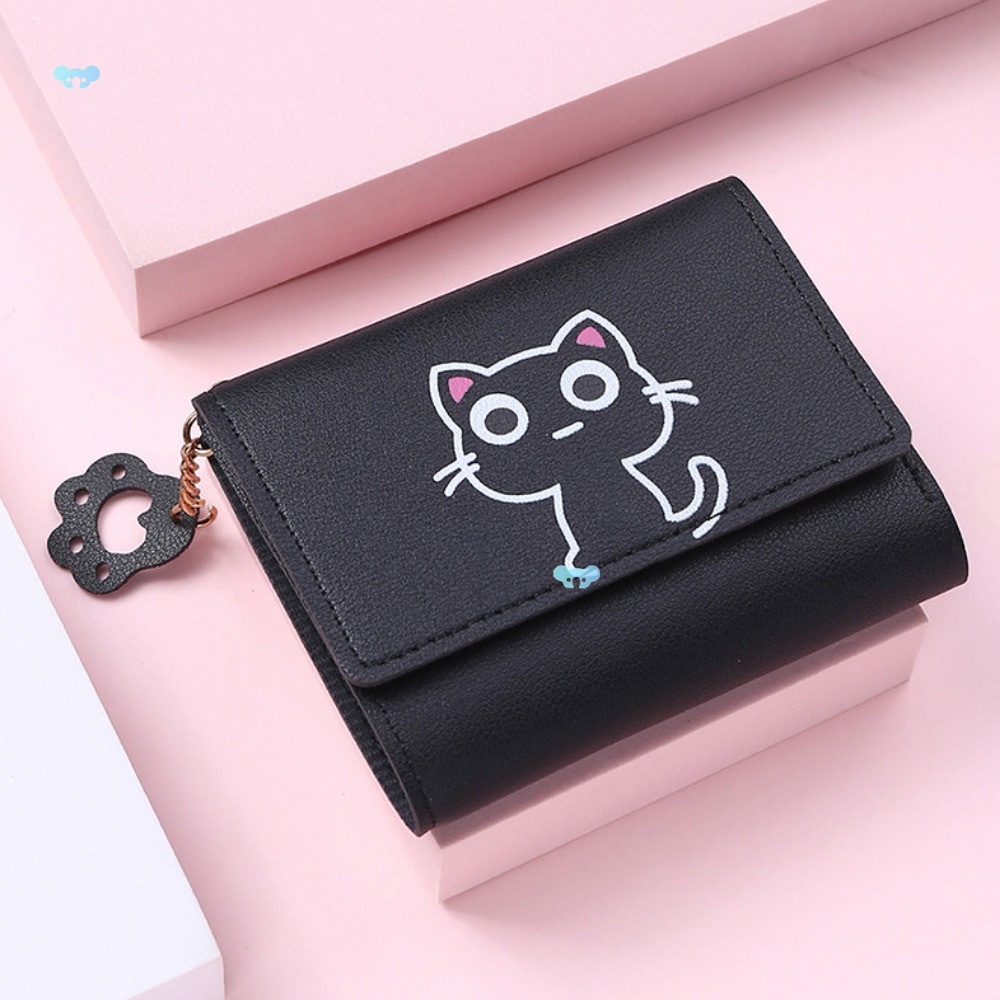 Cartera simple de Women's Purse Cartoon Kitten Lies Wallet