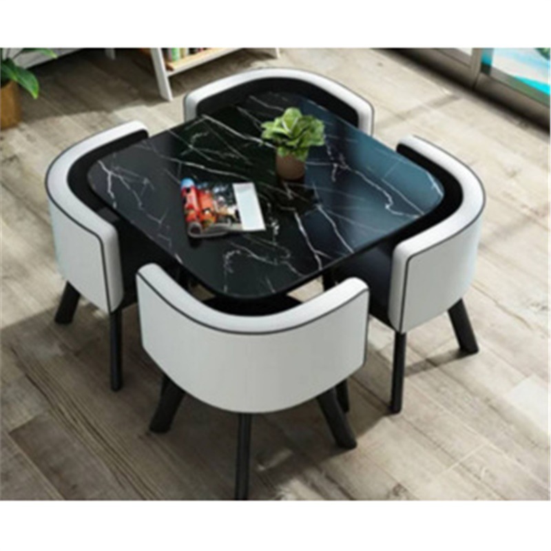 Conjunto de mesa y sillas para recepción, mesa de negociación, mesa y sillas para recepción de tienda, mesa redonda pequeña de oficina, estilo empresarial