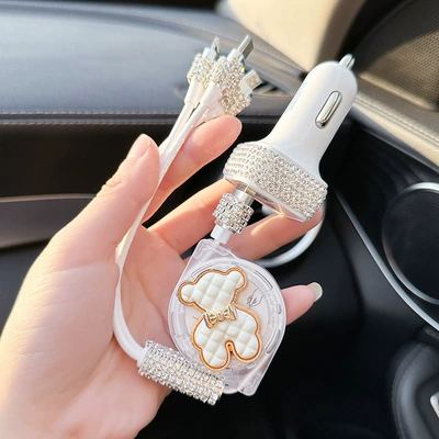 Cable, Mobil şarj cihazları - white-bear-charging-cable-car-charger