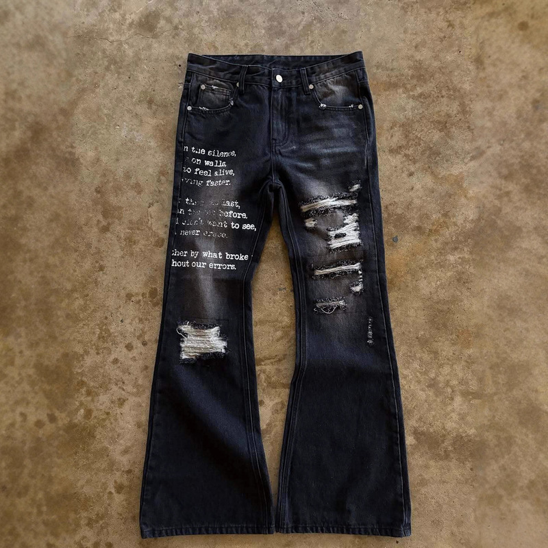 Autumn New Fashion Retro Ins Trendy Frayed Street Flared Jeans Y2K Women's European and American Cross-Border Clothing