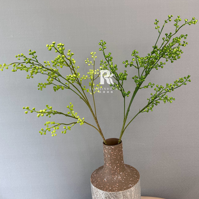 仿真花綠植聖誕果福豆加密發財果森系婚禮酒店裝飾插花擺件榕樹葉