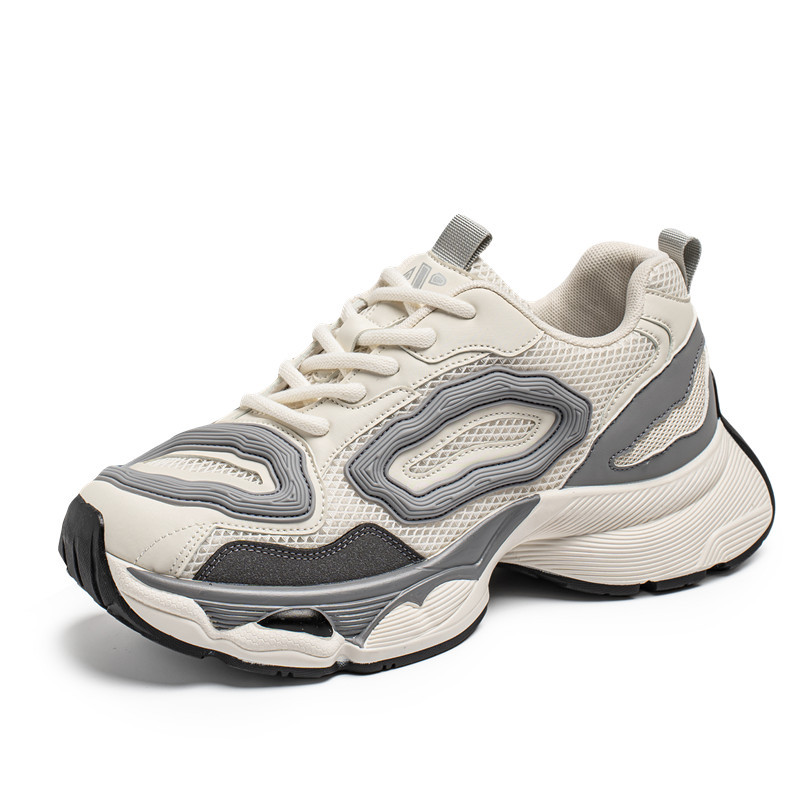 Estación europea zapatos de hombre de cuatro estaciones, malla de primavera, zapatos deportivos casuales transpirables, zapatos de fondo grueso para estudiantes de todo fósforo