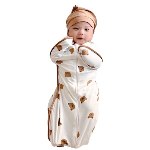 ins Korean style cute bear and rabbit printed baby sleeping bag with feet wrapped in summer cool baby sleeping bag anti-rolling