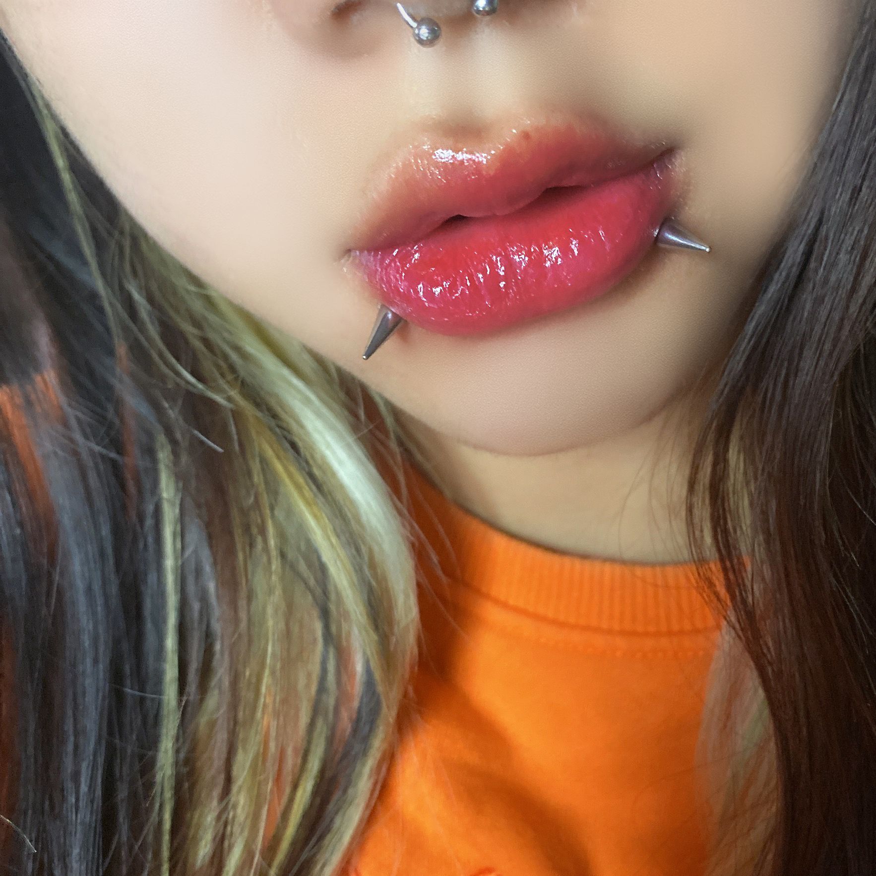 Labret piercing jewelry detail image