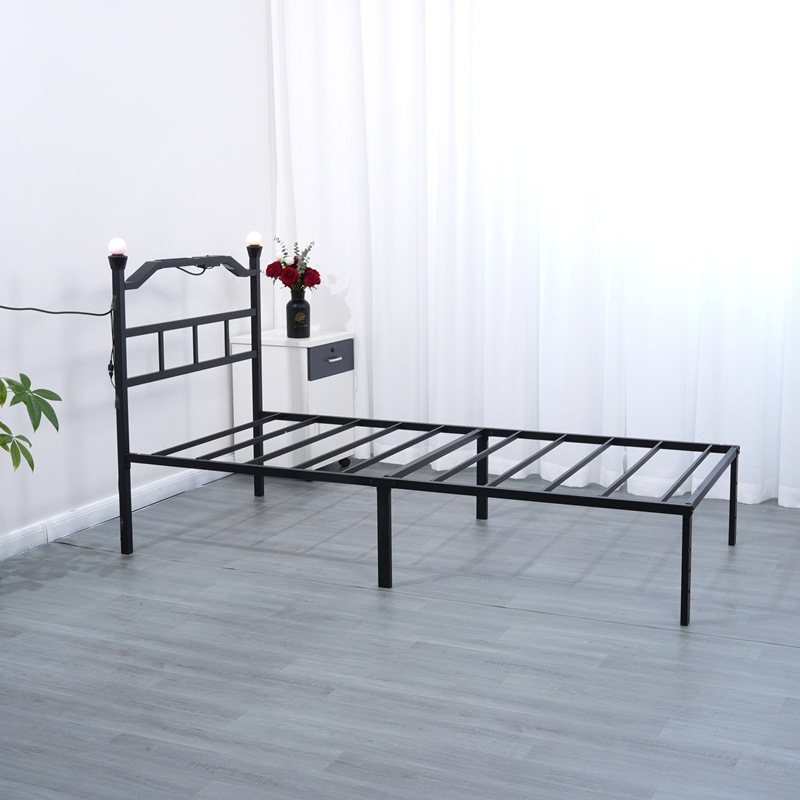 双人经济型拍拍灯铁艺折叠床单人小户型简易铁床家用午休卧室简约