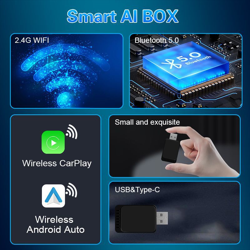 Tk Cross-Border Best-Selling Carplay Wireless Adapter Box Turns Original Wired Car Systems into Wireless Car Connectivity in Seconds