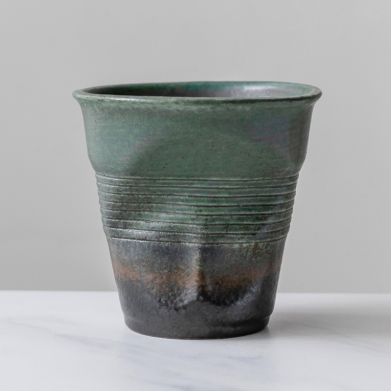 Creativo plisado taza de café de gres nicho diseño irregular cerámica latte taza vintage taza de té taza de agua