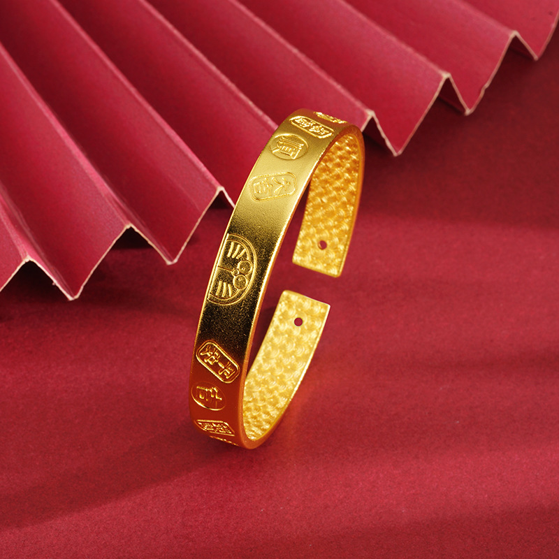 Vietnam arena oro suerte pulsera de dibujos animados Doraemon estilo chino textura aleación de cobre pulsera abierta suministro al por mayor