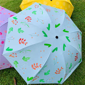 折叠创意黑胶防紫外线唯美图案太阳伞防晒遮阳伞男女晴雨两用雨伞