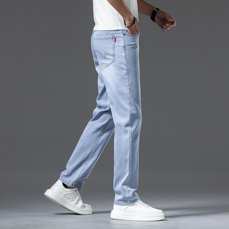 Ultra-thin Trendy Jeans Jeans Men's Loose Straight Elastic Casual plus size Pants for Spring and Autumn Men