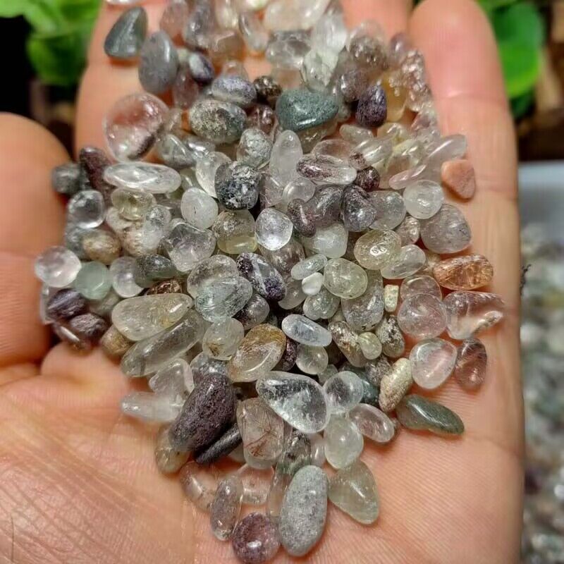 天然赤と緑のゴーストクリスタル砂利壊れた装飾品素材海外卸売多肉植物盆栽水槽石庭