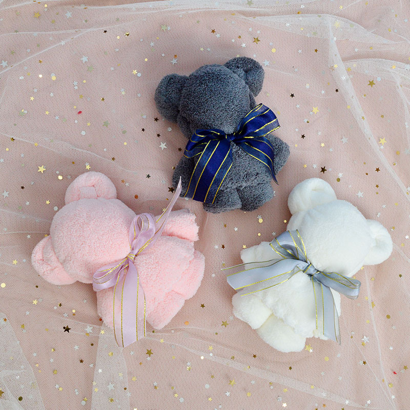 小熊毛巾伴手禮結婚慶寬絲帶喜鋪喜糖用品兒童教師中秋節禮物批發