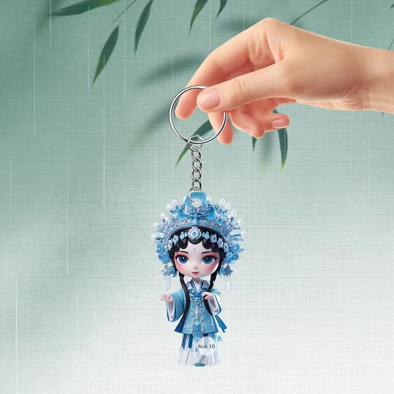 新しいかわいい小さな華丹妖精ペンダントアクリルクロスボーダーフラットインテリアバックミラー装飾キーホルダー|undefined