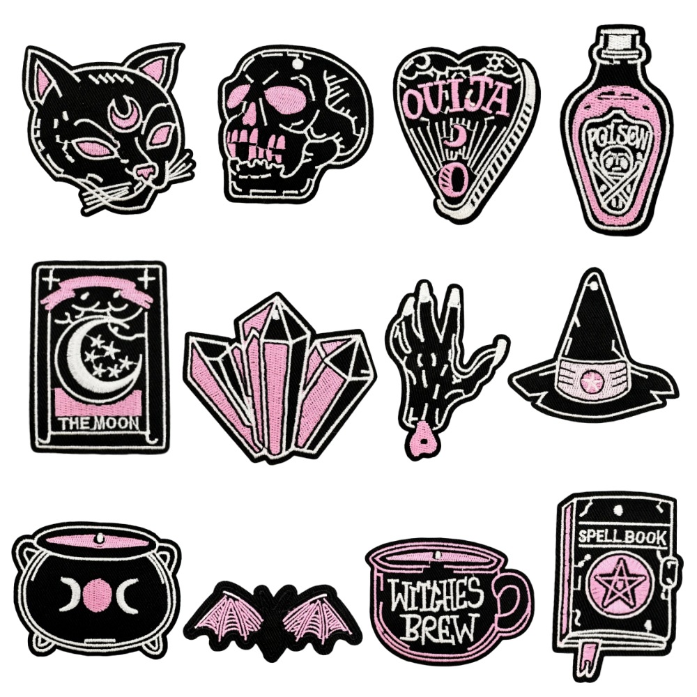 黑色暗黑骷髅头系列布贴现货批发绣花补丁贴电脑绣花服装辅料配饰