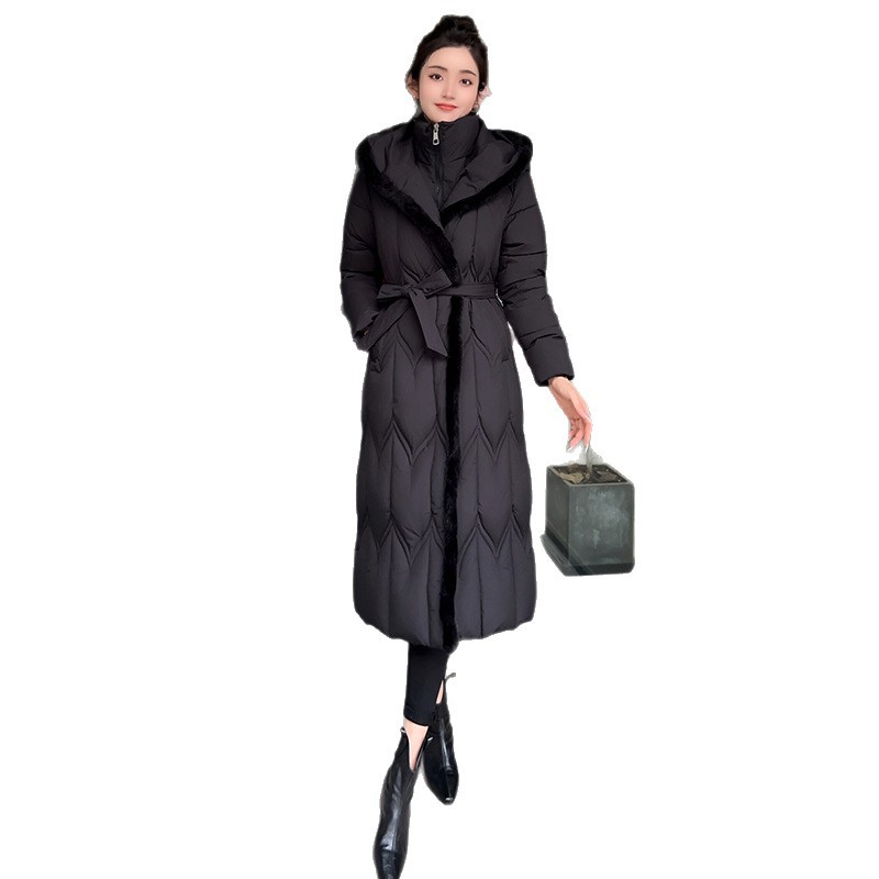 2025 ropa de algodón de moda larga nueva versión coreana sobre la rodilla L - 7XL ropa de algodón de mujer con capuzas de tamaño grande abrigo de moda
