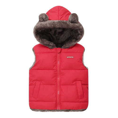 Cross-border new lambswool children's down cotton vest—off-season thickened cotton vest for boys, fleece-lined autumn/winter wear for girls.