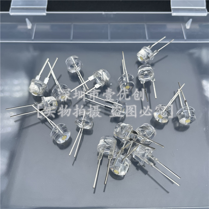 8mm straw hat warm white LED indicator light, F8 straw hat warm white LED, 0.5W LED indicator light.
