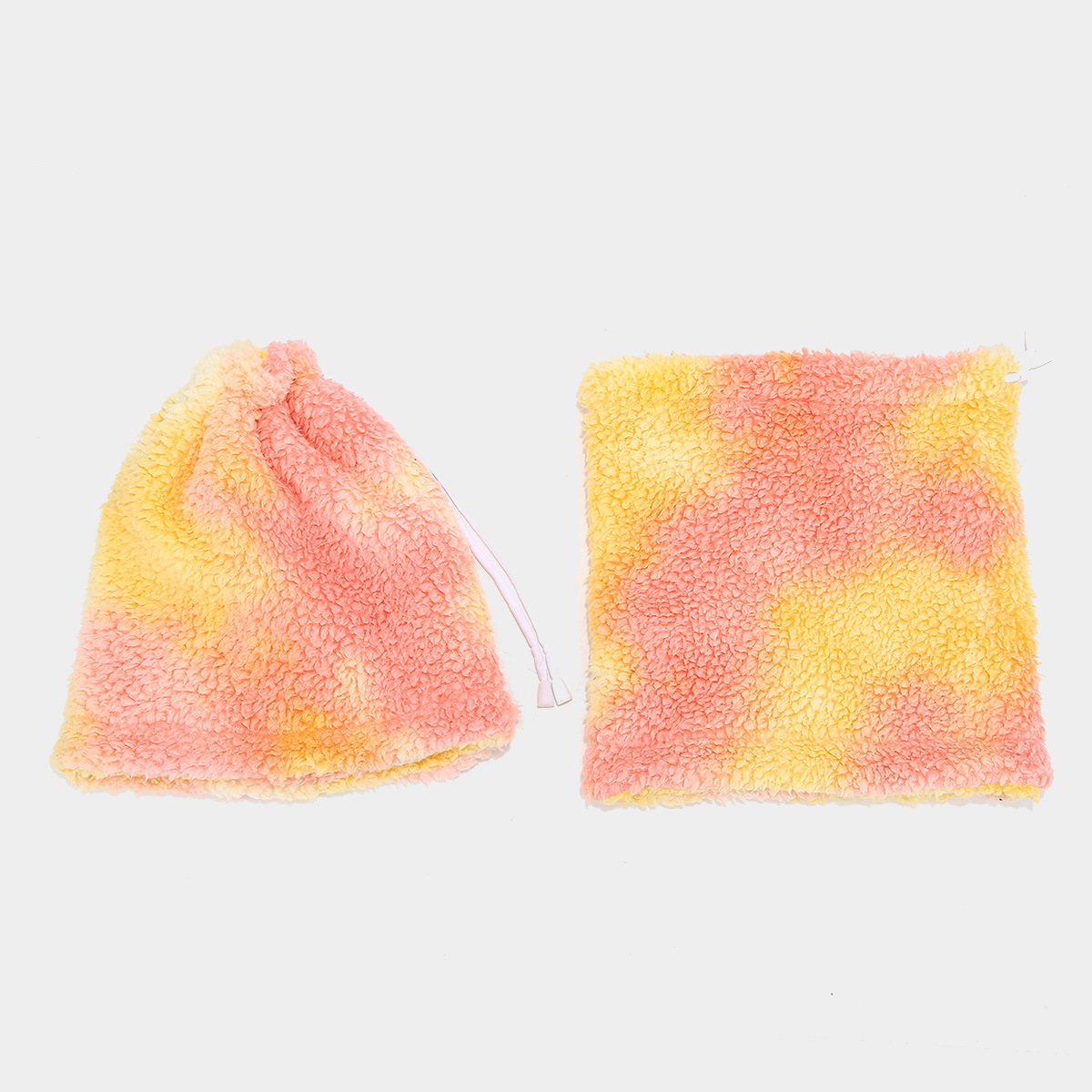Moda europea y americana tie-dye lana de cordero babero traje señoras tendencia comercio exterior a prueba de frío sombrero babero hombre de doble uso image 4