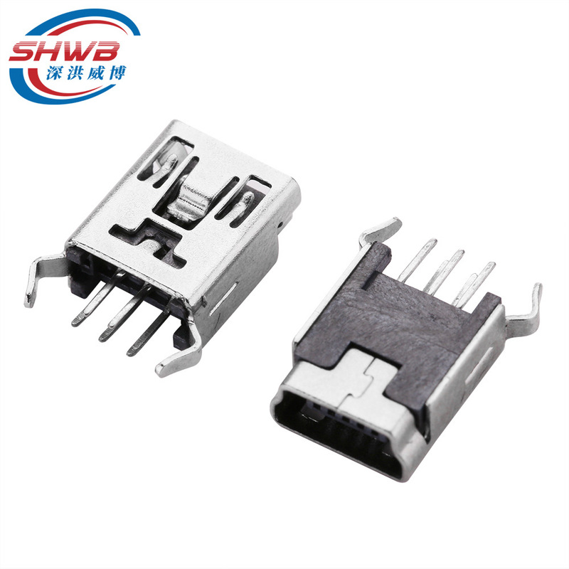 MINI USB 5p mother Seat B type 180 degree vertical straight pin bent foot mother seat MINI USB interface mother seat socket