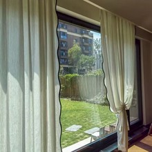 亚麻纱窗帘纱帘透光不透人客厅卧室高级感新款波浪黑边亚麻纱