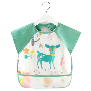 Summer Children's Overalls Pure Cotton Sleeveless Waterproof Bib Baby Meal Pocket Thin Baby Meal Apron Kindergarten Women