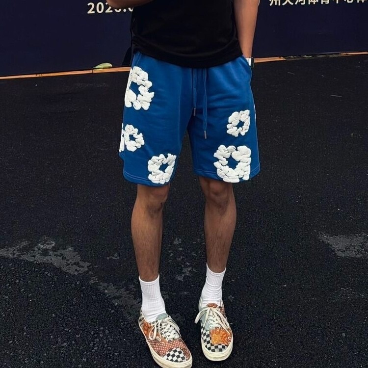 American-Style Trendy Brand Cottonwood Foam-Printed Casual Shorts for Men, Summer Sports Basketball Shorts, Outerwear Quarter-Length Pants