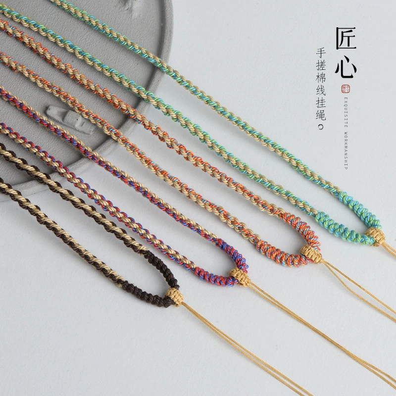 Подвеска из хлопчатобумажной нити ручной работы, тибетское ожерелье, женский нефритовый кулон, золотые ювелирные аксессуары «сделай сам», веревка танька