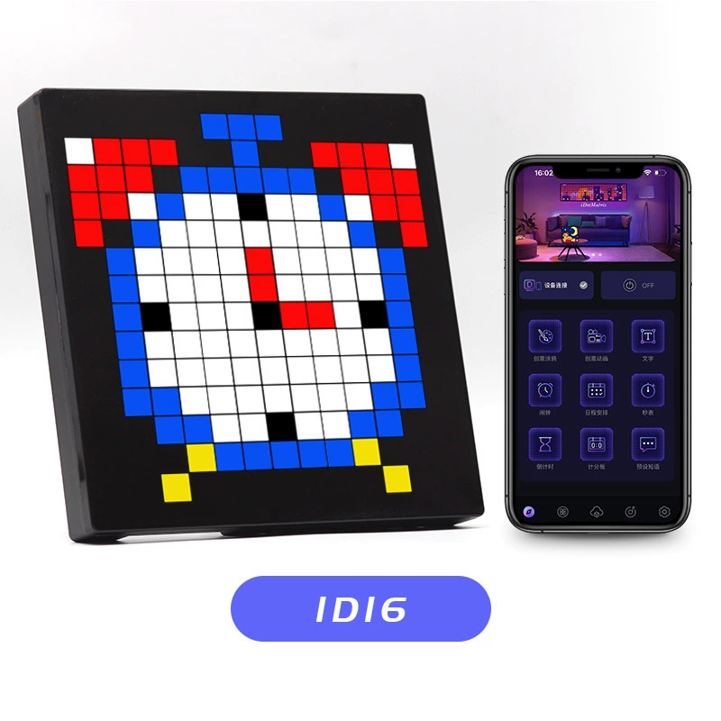 LED pixel display ID16 (16×16) table photo frame, Bluetooth DIY square pixel art